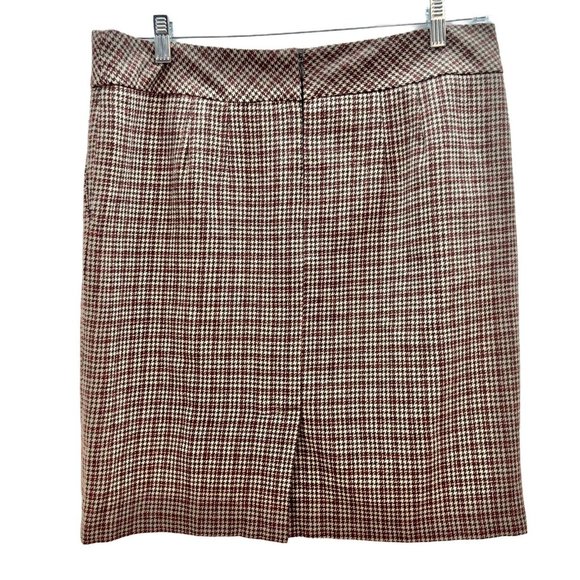 Architect Women's 12 Brown Houndstooth Straight Skirt Back Zip Pockets - Picture 3 of 6